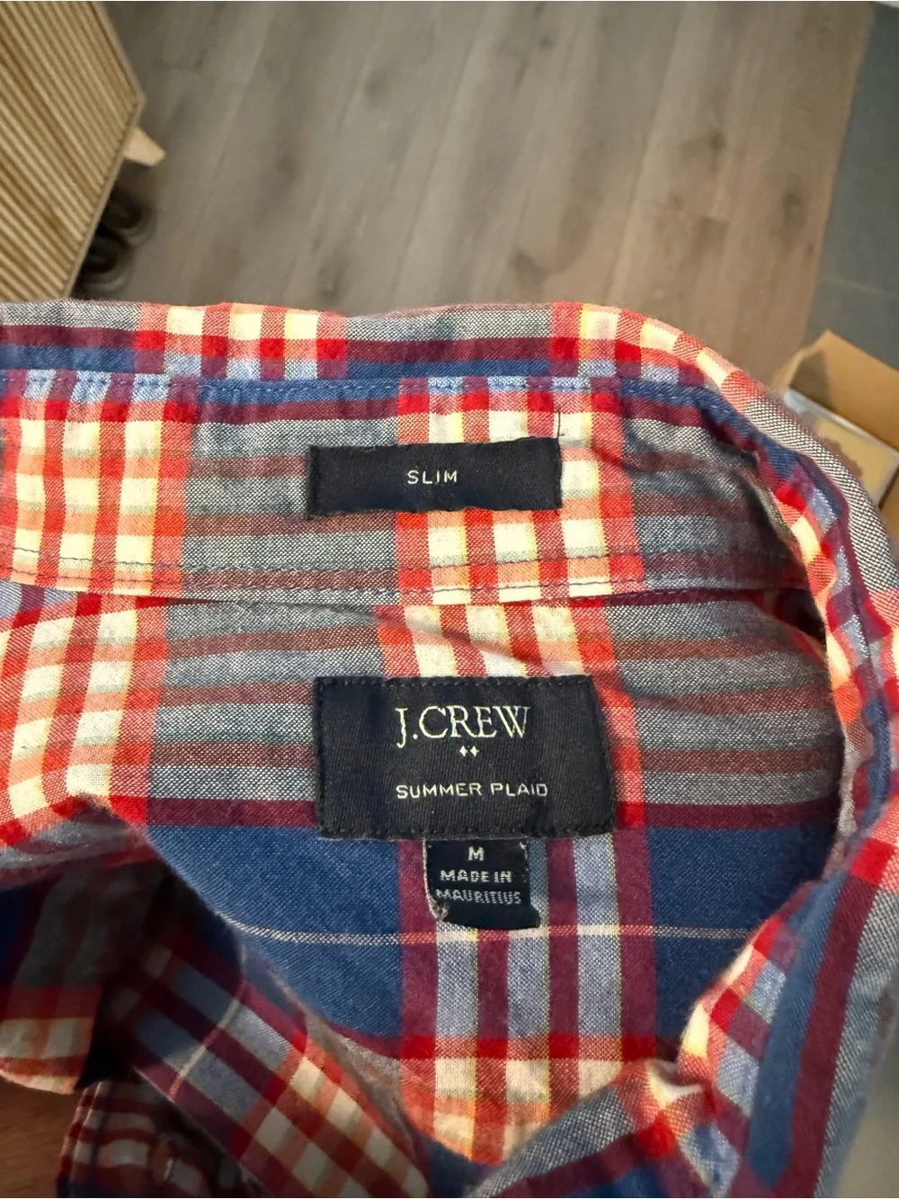 J. Crew Men’s Blue and Red Plaid Button-Down Shirt